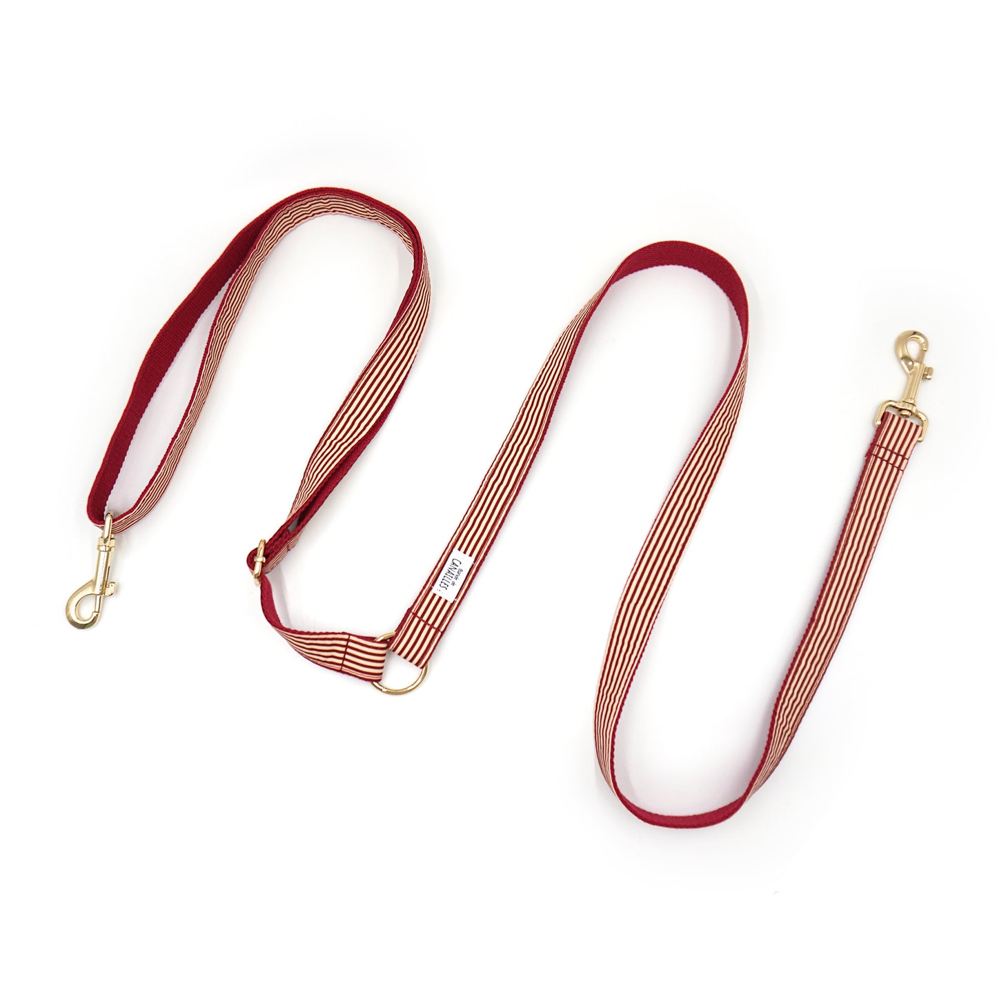 Laisse Chien Coton Bordeaux Rayé