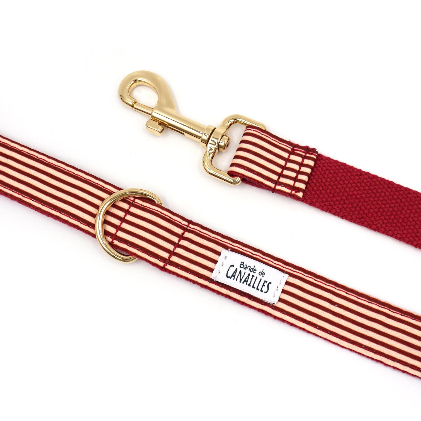Laisse Chien Coton Bordeaux Rayé