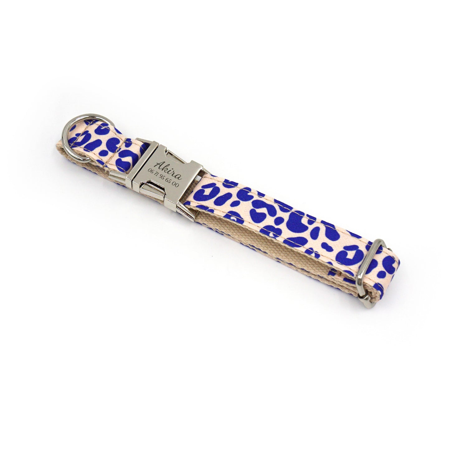 Collier Chien Personnalisé Léopard Bleu