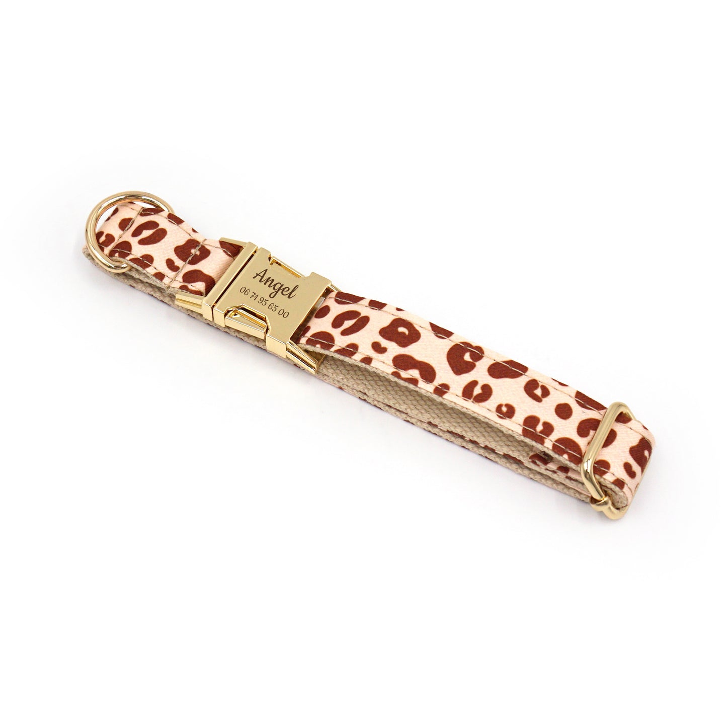 Collier Chien Personnalisé Léopard Sable