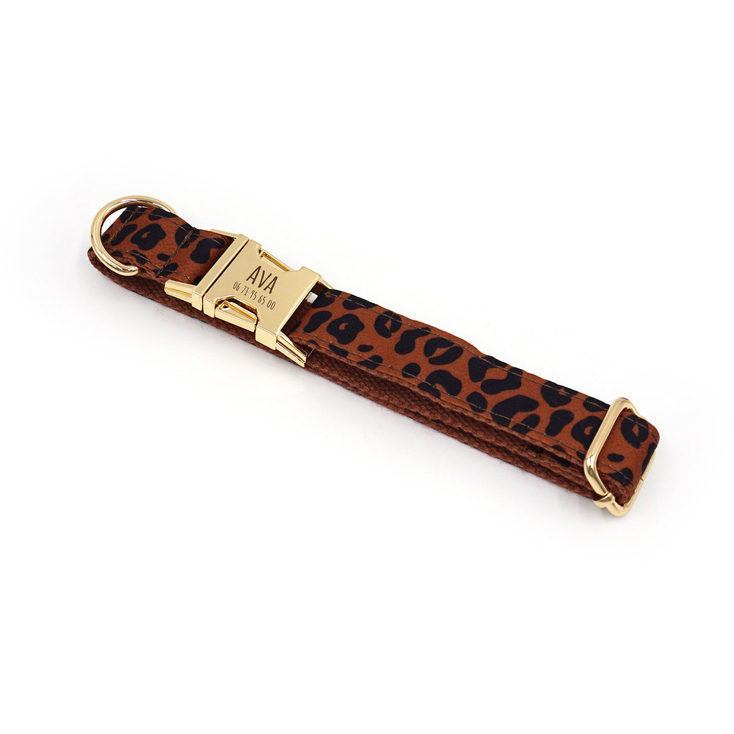 Collier Chien Personnalisé Léopard Châtaigne