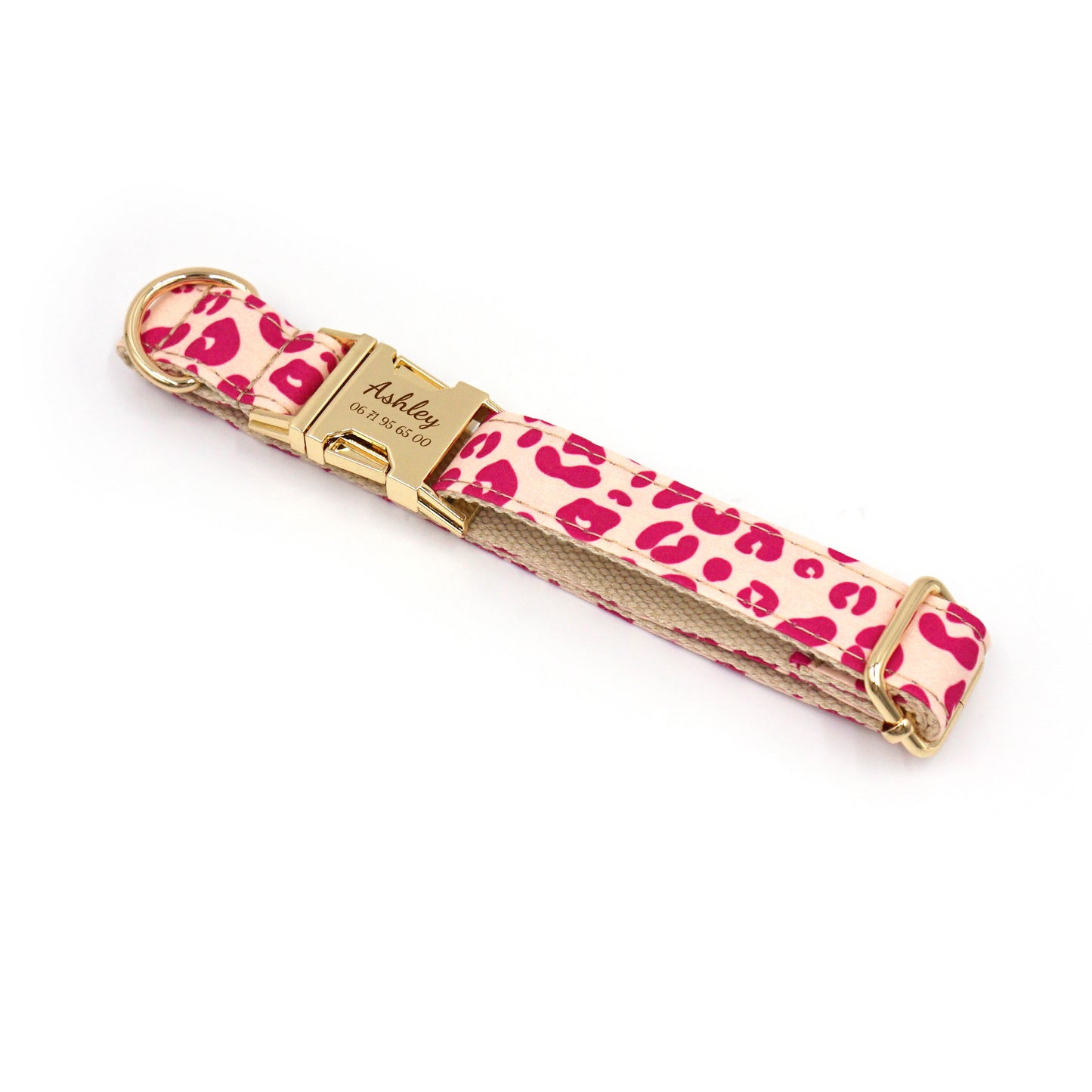 Collier Chien Personnalisé Léopard Rose