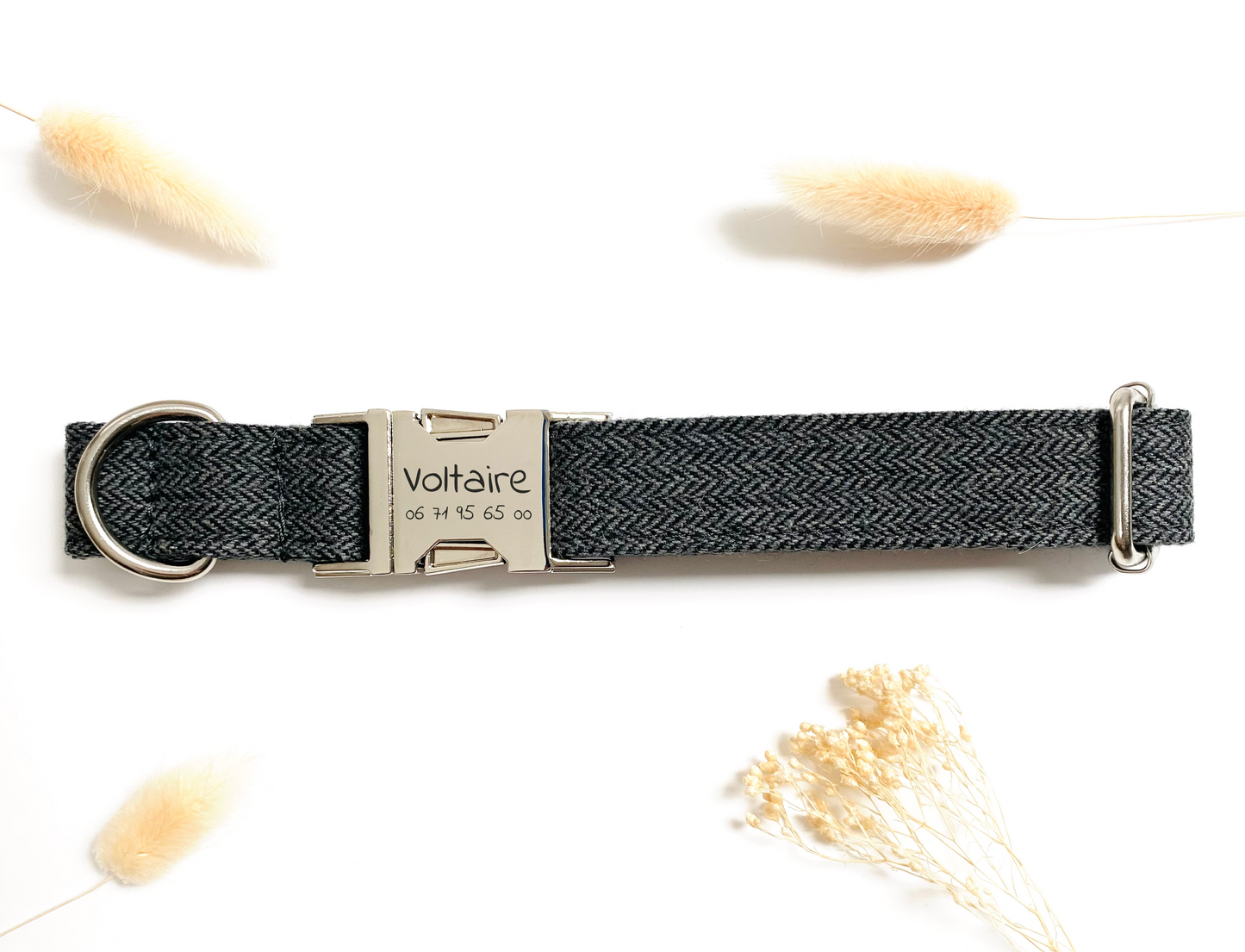 Collier Chien Personnalisé Chevron Gris