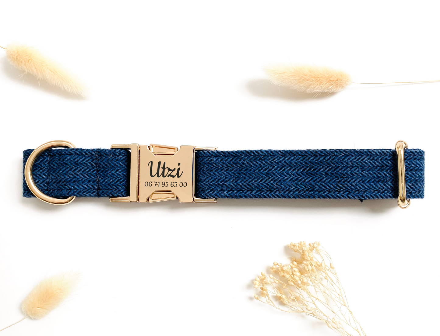 Collier Chien Personnalisé Chevron Marine