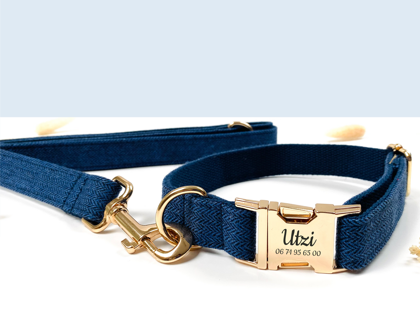Collier Chien Personnalisé Chevron Marine