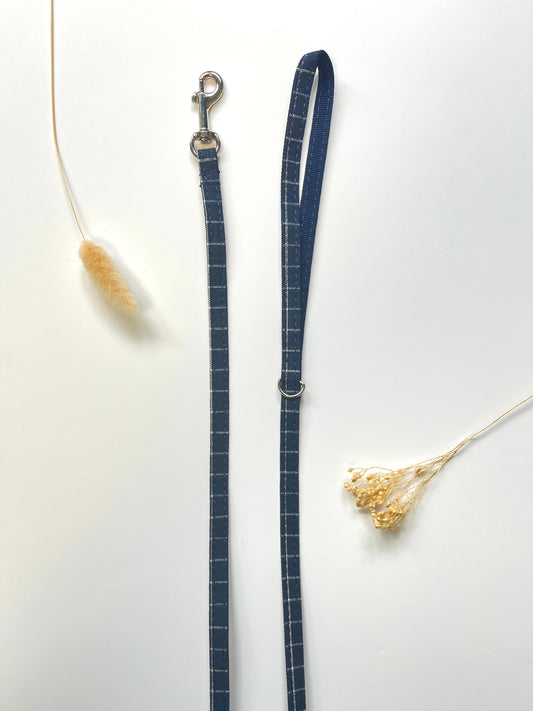 Laisse Chat et Chaton Coton Carreaux Bleu Marine