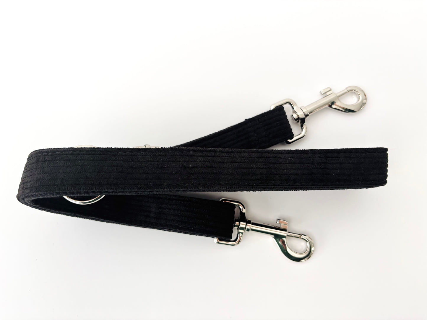 Laisse Chien Velours Côtelé Noir