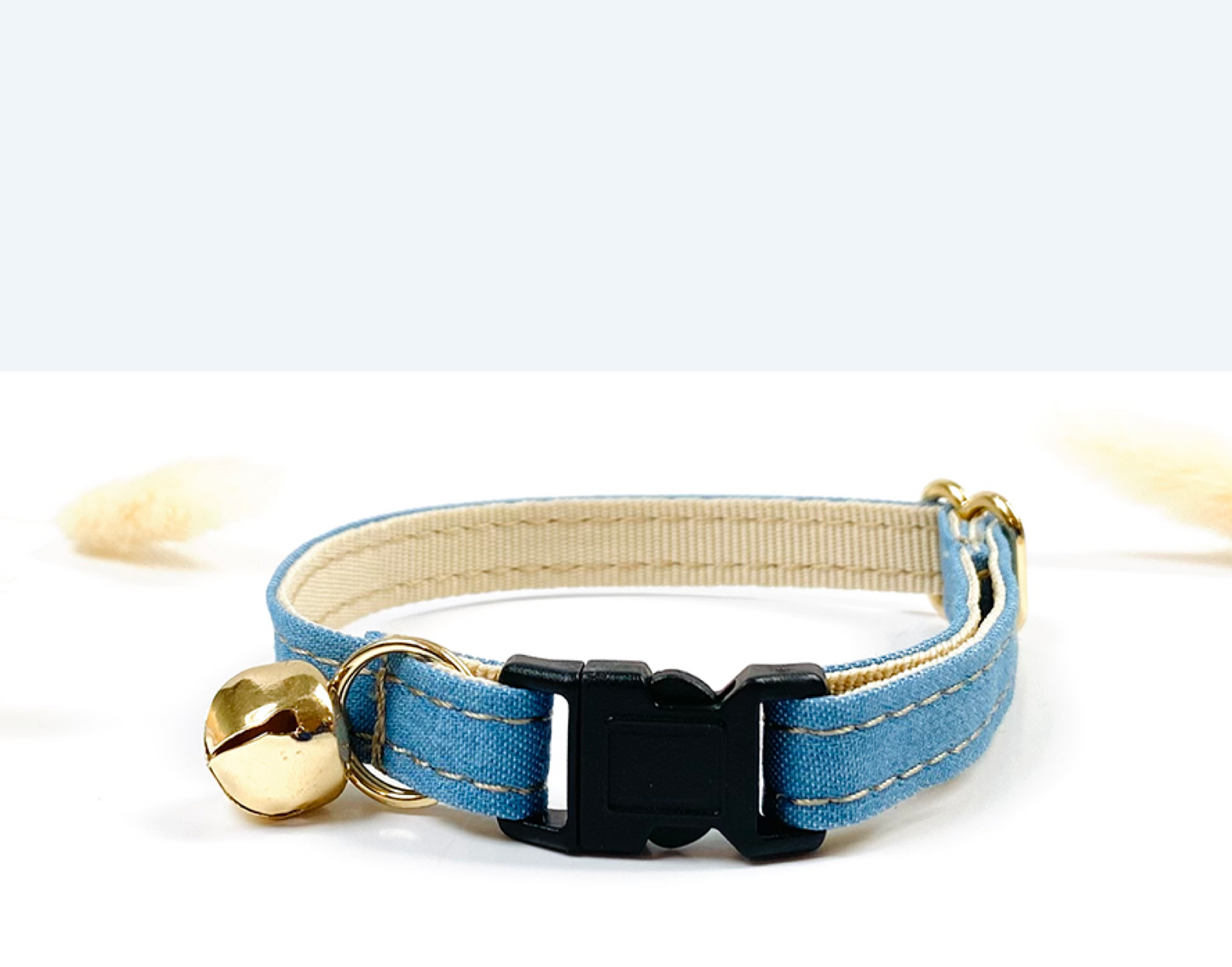 Collier Chat Anti-Étranglement Coton Bleu Jean