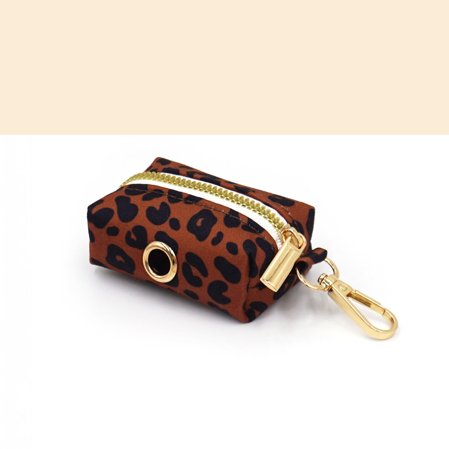 Pochette sac à crotte Coton Léopard Châtaigne