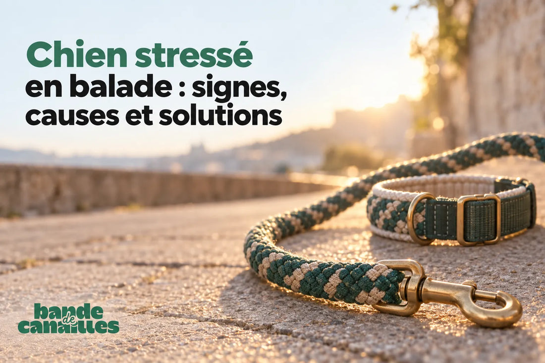 Chien stressé en balade : signes, causes et solutions