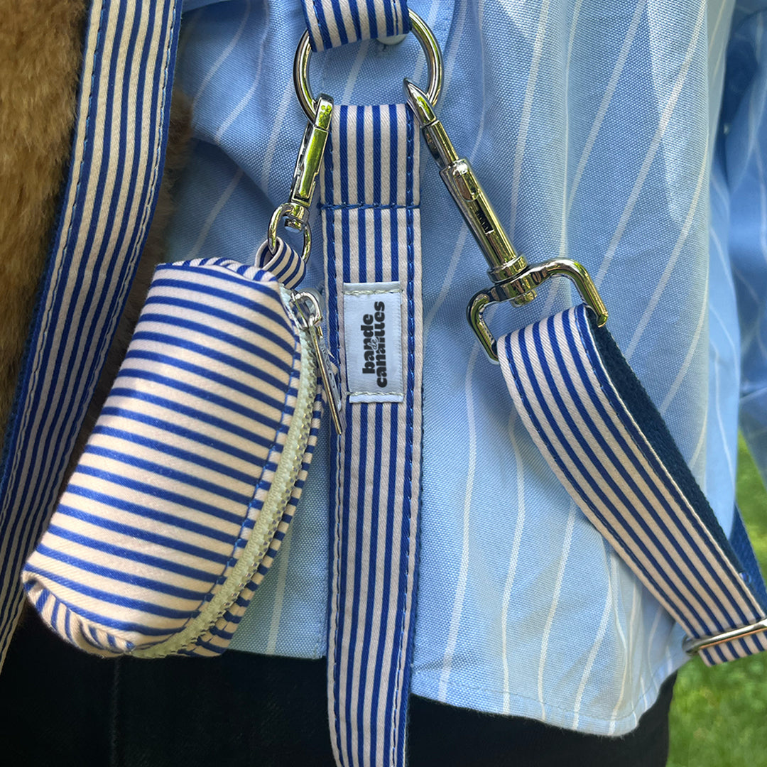 Pochette sac à crotte Coton Rayé Bleu