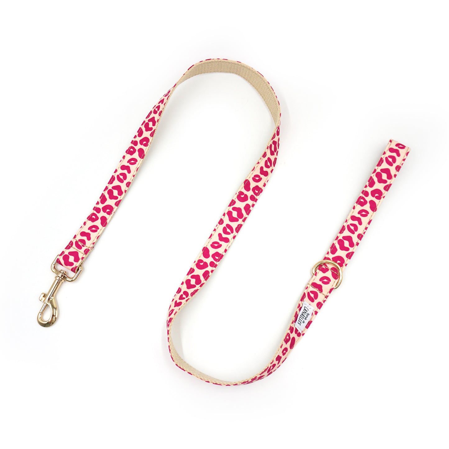 Laisse Chien Coton Léopard Rose