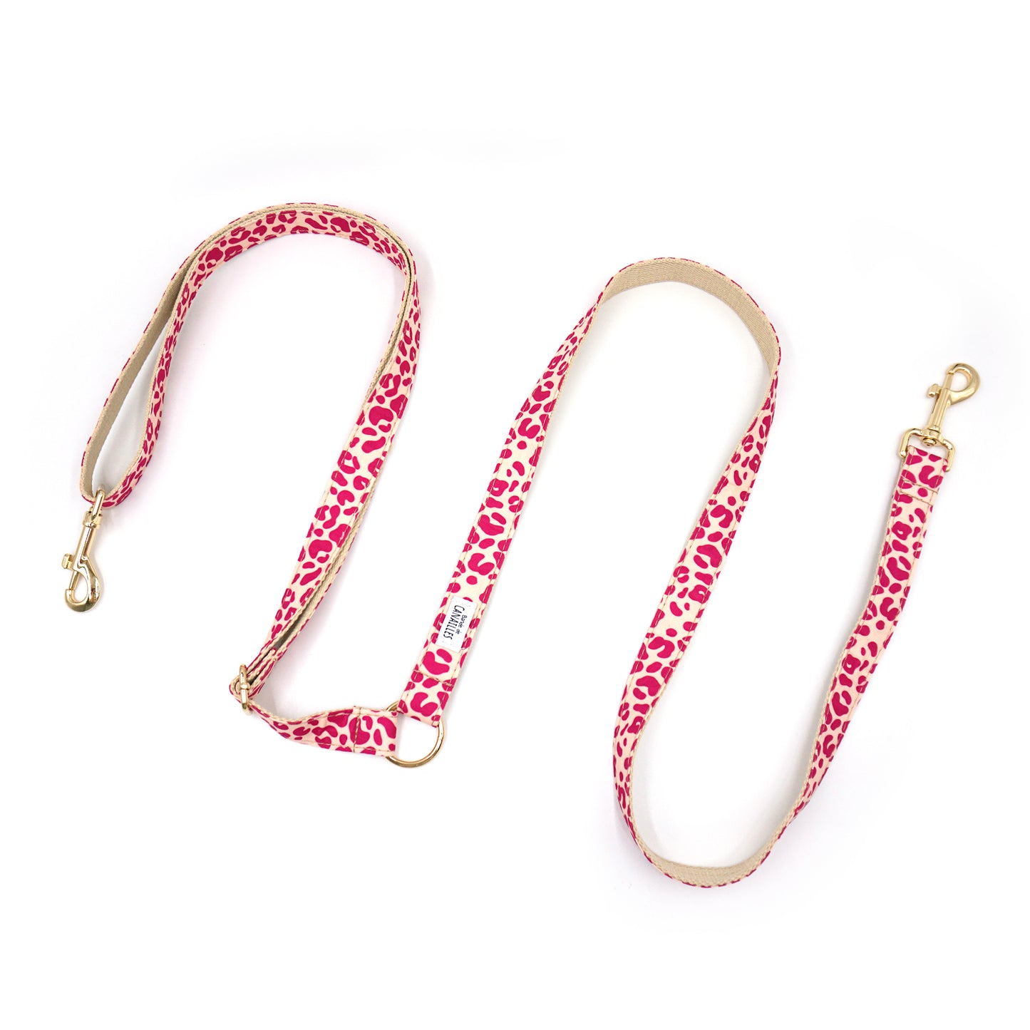 Laisse Chien Coton Léopard Rose