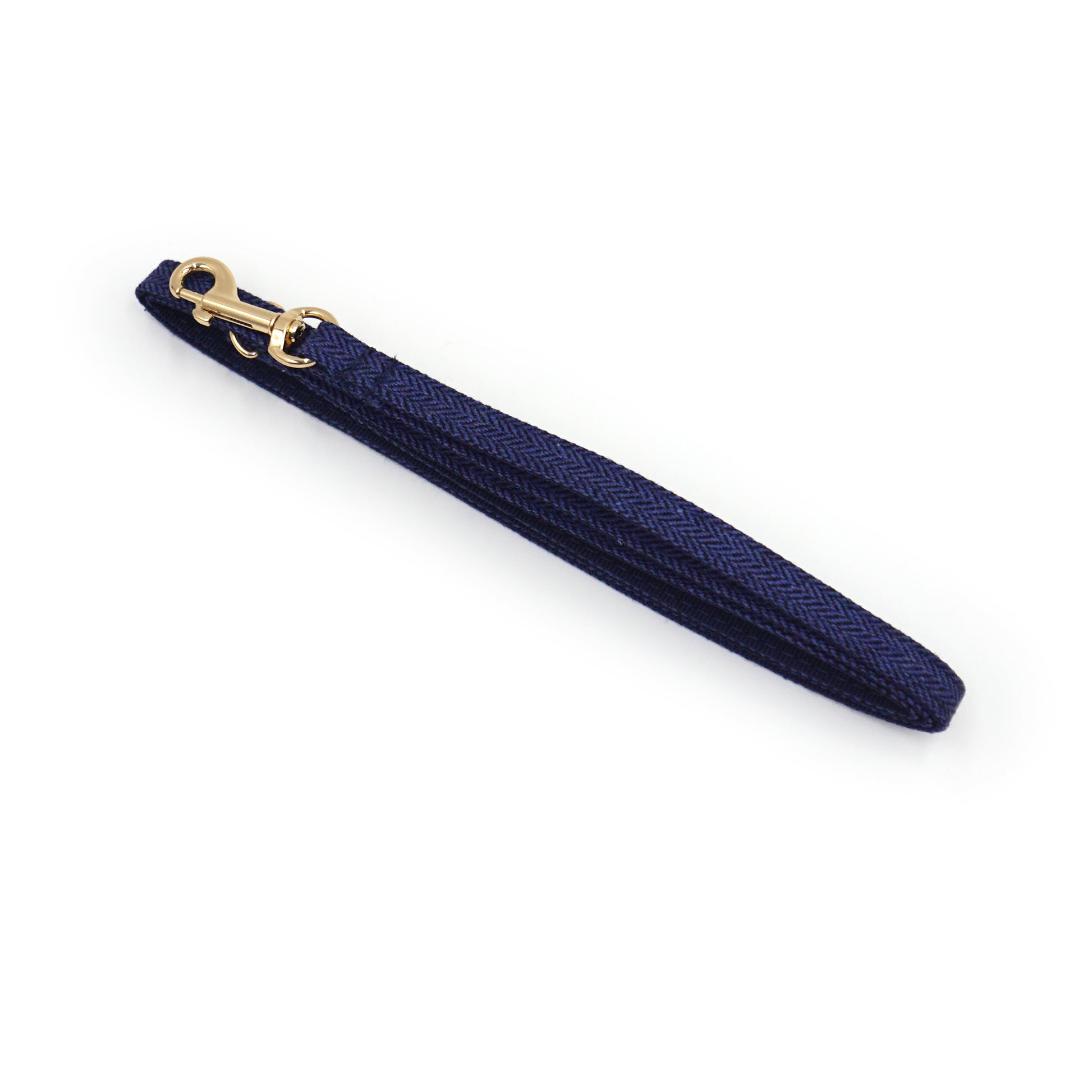 Laisse chat et chaton Chevron Marine, corde textile bleu marine avec collier à attache dorée pour chien/chat.