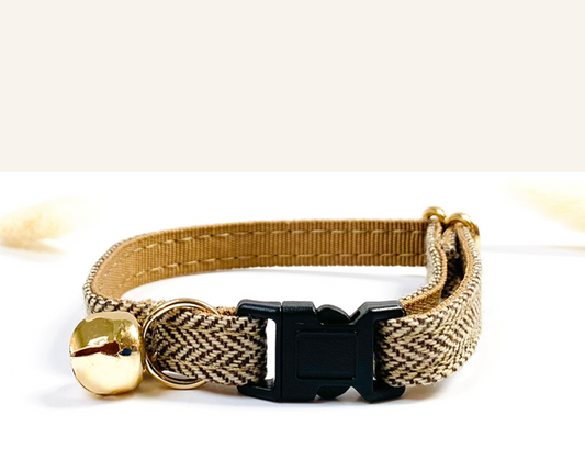 Collier Chat Anti-Étranglement Chevron Noisette