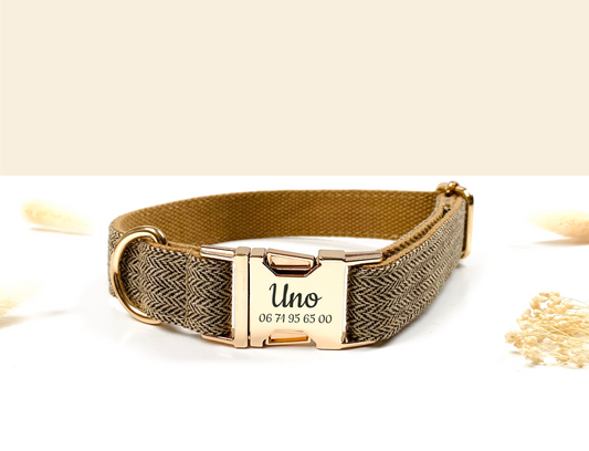 Collier Chien Personnalisé Chevron Noisette