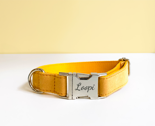 Collier Chien Personnalisé Coton Jaune