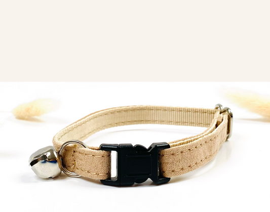 Collier Chat Anti-Étranglement Coton Beige