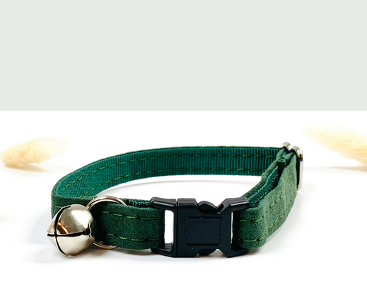 Collier Chat Anti-Étranglement Coton Vert