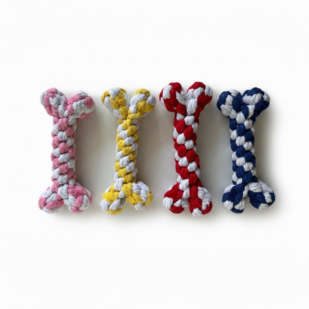 Gamme d'os en corde colorés pour chien et chat - jouets à mâcher