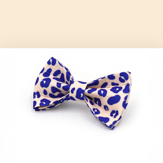 Noeud Papillon Coton Léopard Bleu