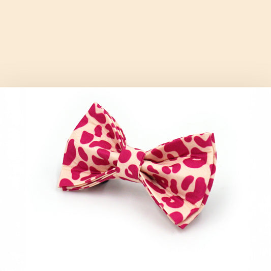 Noeud Papillon Coton Léopard Rose