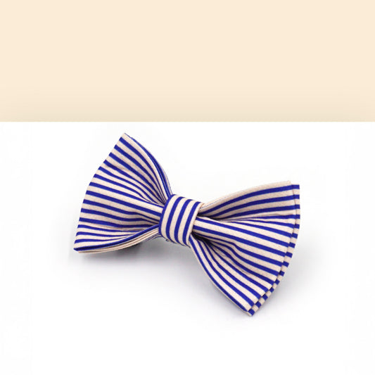 Noeud Papillon Coton Rayé Bleu