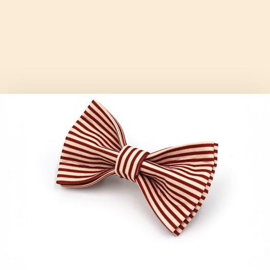 Noeud Papillon Coton Rayé Bordeaux