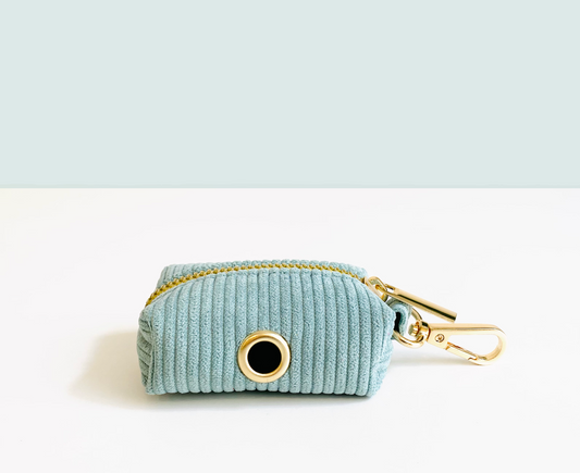 Pochette sac à Crotte Velours Côtelé Bleu Ciel