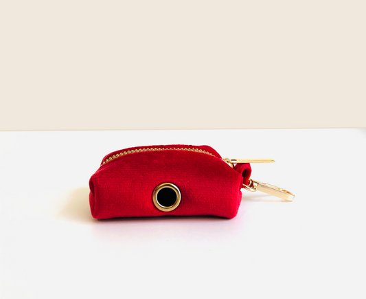 Pochette sac à crotte Velours Lisse Rouge