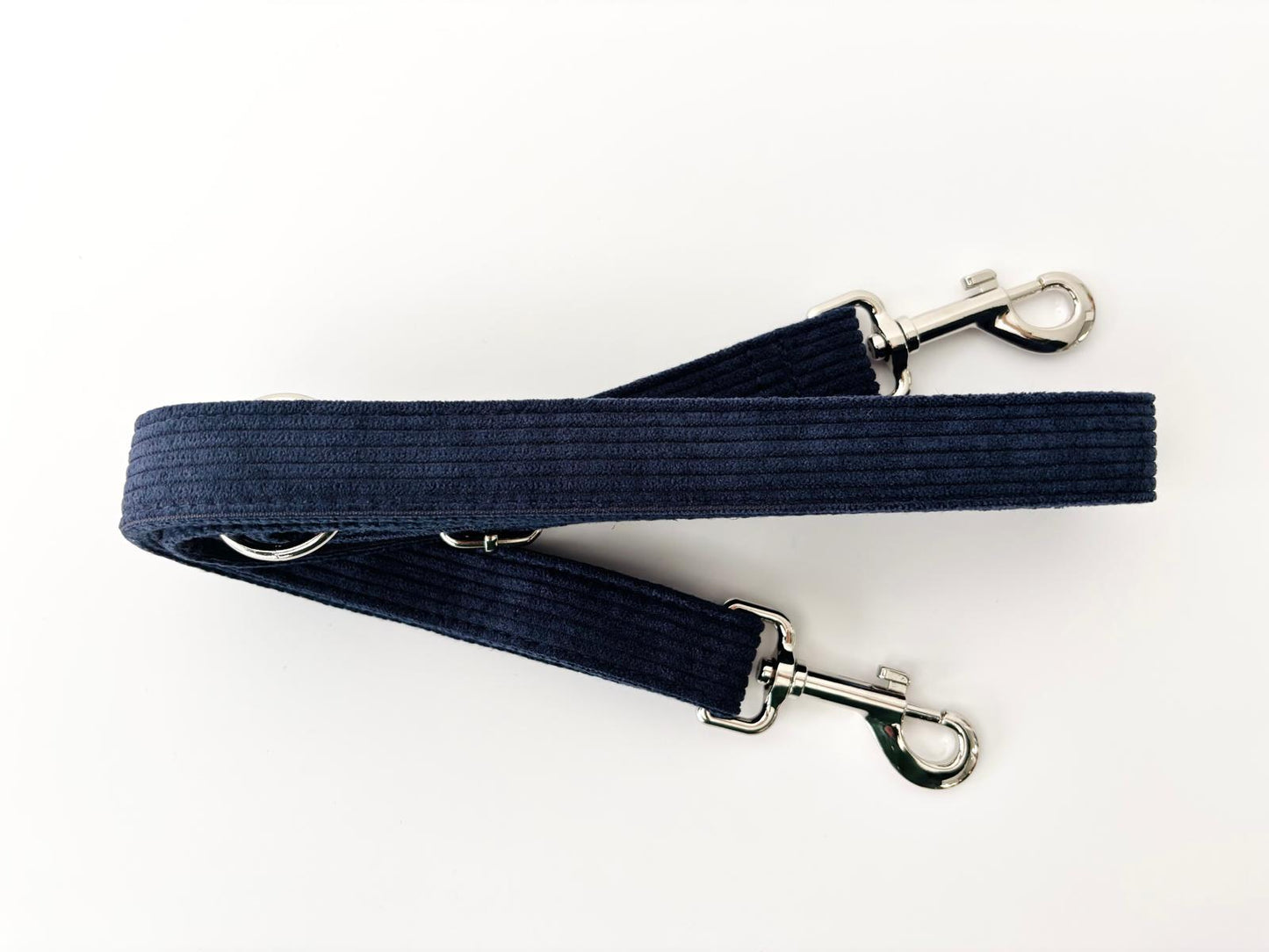 Laisse Chien Velours Côtelé Bleu Marine
