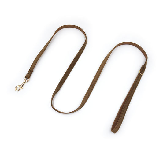 Laisse pour chat et chaton en velours lisse marron avec mousqueton et boucle ajustable