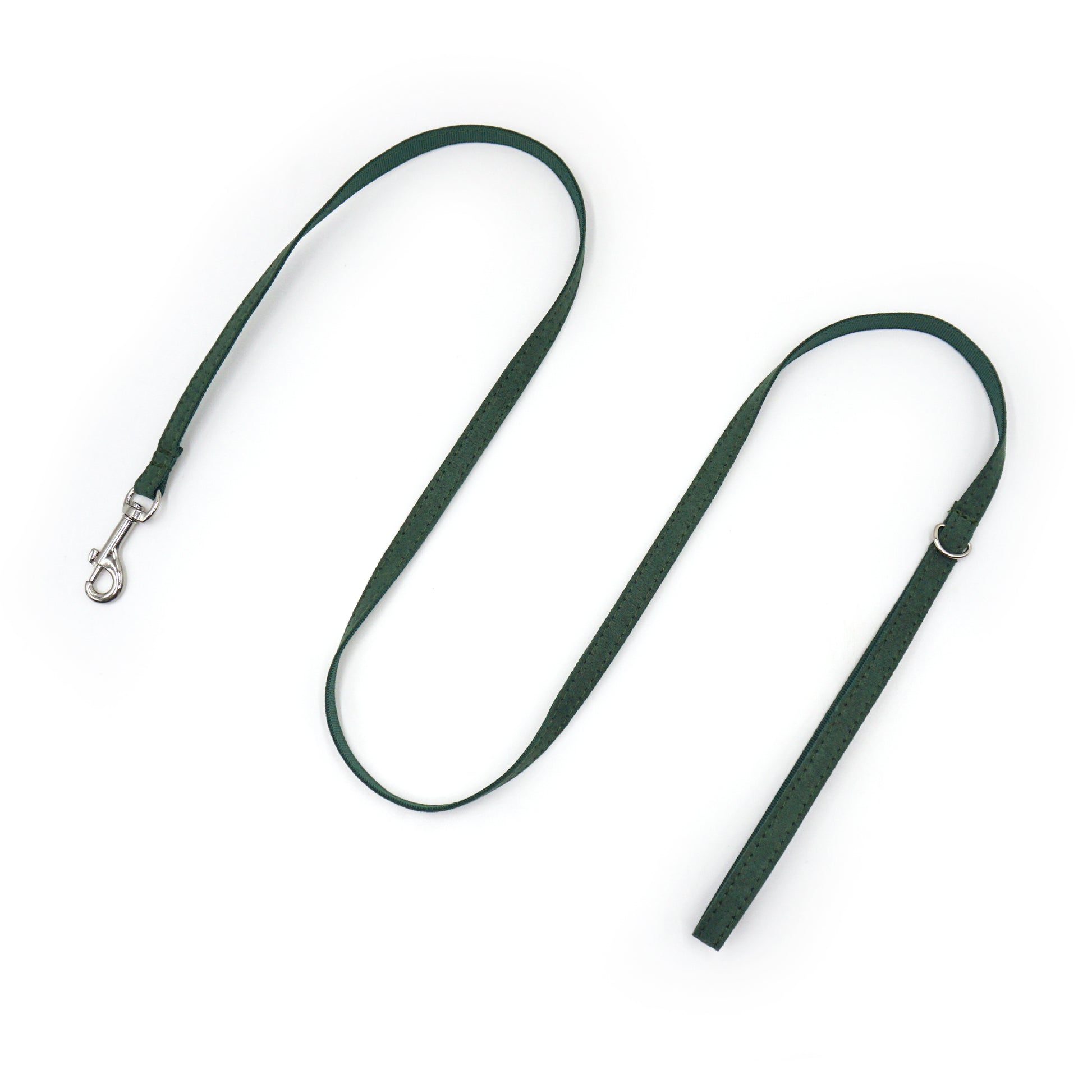 Laisse chat et chaton vert sapin avec mousqueton argenté, longue et souple, pour accessoire de promenade.